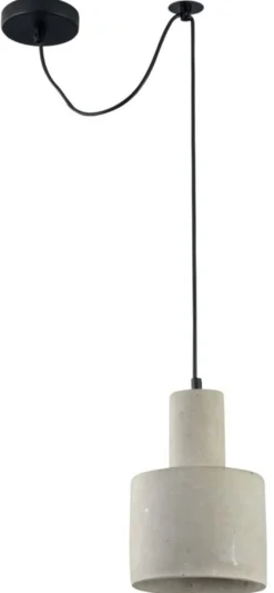 Casa Padrino Moderne Hängeleuchte aus Beton in Grau - Ø 16 x H. 22,5 cm - Pendelleuchte mit Metallakzenten