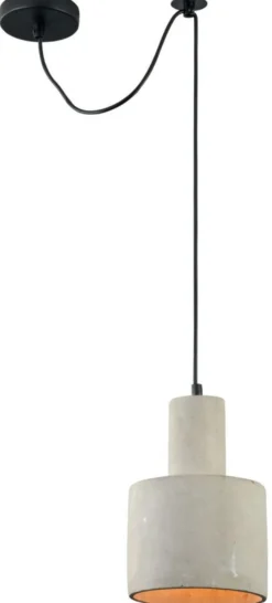 Casa Padrino Moderne Hängeleuchte aus Beton in Grau - Ø 16 x H. 22,5 cm - Pendelleuchte mit Metallakzenten