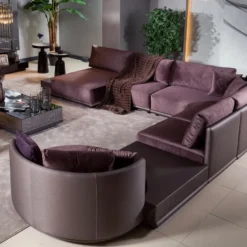 Casa Padrino Modulares Luxus Wohnzimmer Ecksofa Lila 420 cm