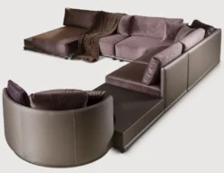 Casa Padrino Modulares Luxus Wohnzimmer Ecksofa Lila 420 cm