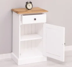 Casa Padrino Nachttisch im Landhausstil mit 1 Tür, 1 Schublade und Eichenholzplatte, 47 x 32 x 74 cm