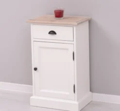 Casa Padrino Nachttisch im Landhausstil mit 1 Tür, 1 Schublade und Eichenholzplatte, 47 x 32 x 74 cm
