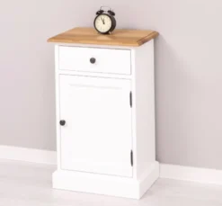 Casa Padrino Nachttisch im Landhausstil mit 1 Tür, 1 Schublade und Eichenholzplatte, 47 x 32 x 74 cm