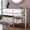 Casa Padrino Neoklassik Kommode Silber 141 x 48,5 x H. 95 cm - Verspiegelte Massivholz Kommode mit 6 Schubladen - Möbel im Neoklassischem Stil