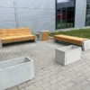 Casa Padrino Park Abfallbehälter Naturfarben / Grau / Silber H. 60 cm - Stadt Abfalleimer - Beton Mülleimer
