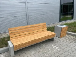 Casa Padrino Park Abfallbehälter Naturfarben / Grau / Silber H. 60 cm - Stadt Abfalleimer - Beton Mülleimer