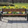 Casa Padrino Parkbank Braun / Schwarz 200 cm - Stadtbank - Gartenbank mit Rückenlehne und Armlehnen - Outdoor Sitzbank