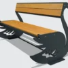 Casa Padrino Parkbank - Stadtbank Schwan Naturfarben / Schwarz 159 cm - Outdoor & Park Möbel