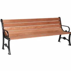 Casa Padrino Parkbank - Stadtbank mit Rückenlehne und Armlehnen Braun / Schwarz 186 cm