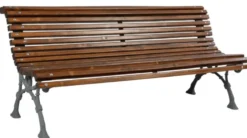 Casa Padrino Parkbank - Stadtbank mit Rückenlehne Dunkelbraun / Grau 180 cm - Garten Möbel