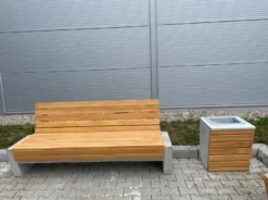 Casa Padrino Parkbank - Stadtbank mit Rückenlehne Naturfarben / Grau 200 cm