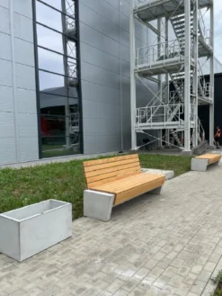 Casa Padrino Parkbank - Stadtbank mit Rückenlehne Naturfarben / Grau 200 cm