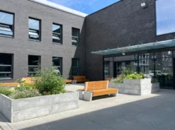 Casa Padrino Parkbank - Stadtbank mit Rückenlehne Naturfarben / Grau 200 cm