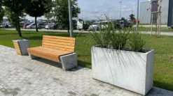 Casa Padrino Parkbank - Stadtbank mit Rückenlehne Naturfarben / Grau 200 cm