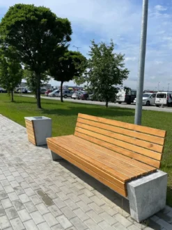 Casa Padrino Parkbank - Stadtbank mit Rückenlehne Naturfarben / Grau 200 cm