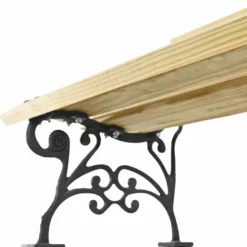 Casa Padrino Parkbank - Stadtbank Naturfarben / Schwarz 180 cm - Garten Accessoires