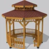 Casa Padrino Pavillon mit Sitzbänken Naturfarben / Braun 300 x 300 x H. 375 cm - Garten & Park Möbel