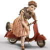 Casa Padrino Porzellan Deko Skulptur Mädchen mit Roller H. 27,5 cm - Made in Italy