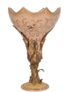 Casa Padrino Porzellan Vase im Barock Stil, Creme und Bronze, Durchmesser 36 x Höhe 54,1 cm - Luxus Edition