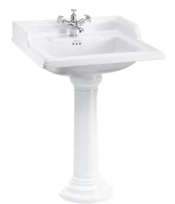 Casa Padrino Porzellan Waschbecken mit Sockel im Jugendstil Design - Weiß, 65 x 57,5 x H. 95 cm