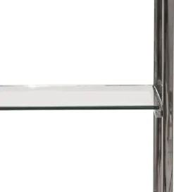 Casa Padrino Regalschrank mit Leiter Silber / Schwarz 220 x 45 x H. 240 cm - Bücherschrank - Wohnzimmer Schrank - Büro Schrank - Wohnzimmer Möbel - Büro Möbel - Luxus Möbel