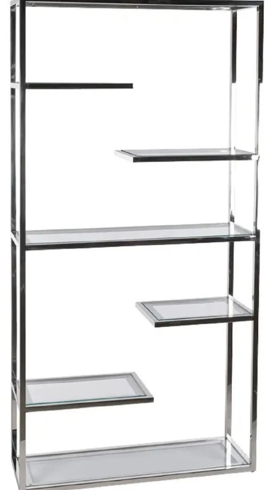 Casa Padrino Regalschrank mit Glasregalen Silber 110 x 36 x H. 220 cm - Bücherschrank - Wohnzimmer Schrank - Büro Schrank - Wohnzimmer Möbel - Büro Möbel - Luxus Möbel