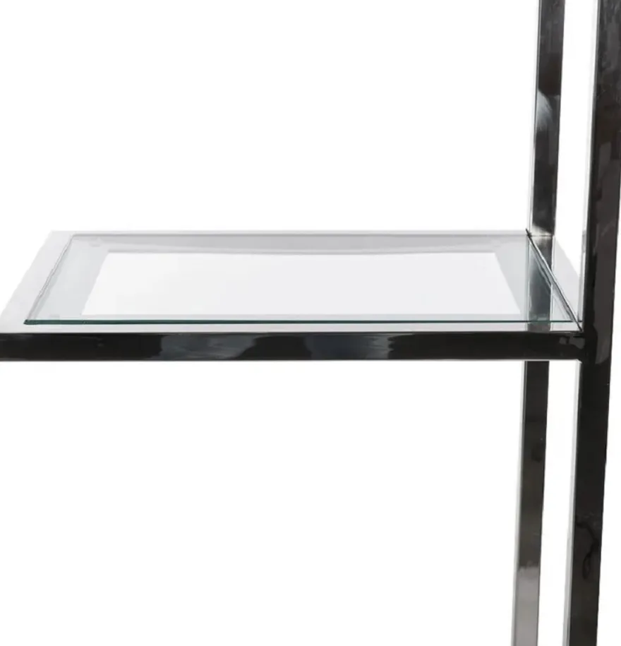 Casa Padrino Regalschrank mit Glasregalen Silber 110 x 36 x H. 220 cm - Bücherschrank - Wohnzimmer Schrank - Büro Schrank - Wohnzimmer Möbel - Büro Möbel - Luxus Möbel