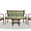 Casa Padrino Salon Set antik braun blau mit Blumenmuster - Luxus Kollektion
