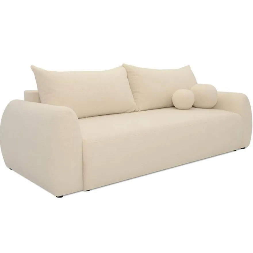 Casa Padrino Schlafsofa Creme 250 cm - Ausklappbares Wohnzimmer Sofa mit Kissen
