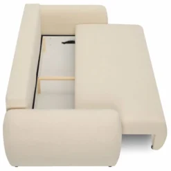Casa Padrino Schlafsofa Creme 250 cm - Ausklappbares Wohnzimmer Sofa mit Kissen