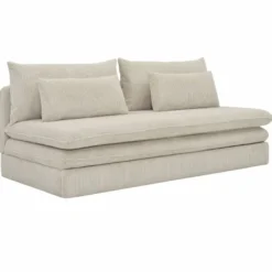 Casa Padrino Schlafsofa Hellbeige 190 cm - Ausklappbares Wohnzimmer Sofa