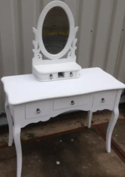 Casa Padrino Schminktisch Paris im Shabby Chic Landhaus Stil, Weiss Antik-Look, B 99 x T 45 x H 136 cm