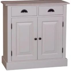 Casa Padrino Schrank im Landhausstil mit 2 Türen, 2 Schubladen und Eichenholzplatte, 85 x 35 x 85 cm