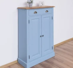 Casa Padrino Schrank im Landhausstil mit 2 Türen, 1 Schublade und Eichenholzplatte, 85 x 35 x 120 cm