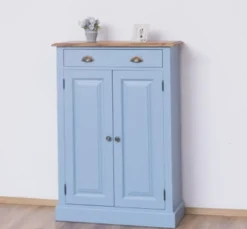 Casa Padrino Schrank im Landhausstil mit 2 Türen, 1 Schublade und Eichenholzplatte, 85 x 35 x 120 cm