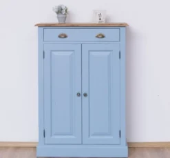 Casa Padrino Schrank im Landhausstil mit 2 Türen, 1 Schublade und Eichenholzplatte, 85 x 35 x 120 cm