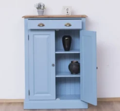Casa Padrino Schrank im Landhausstil mit 2 Türen, 1 Schublade und Eichenholzplatte, 85 x 35 x 120 cm