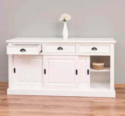 Casa Padrino Schrank im Landhausstil mit 3 Schiebetüren und 3 Schubladen, 176 x 49 x 88 cm
