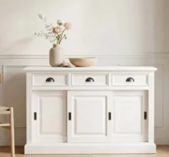Casa Padrino Schrank im Landhausstil mit 3 Schiebetüren und 3 Schubladen, 176 x 49 x 88 cm