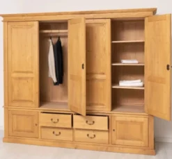 Casa Padrino Schrank im Landhausstil Antikbraun gewachst mit 4 Türen und 4 Schubladen, 232 x 59 x 197 cm