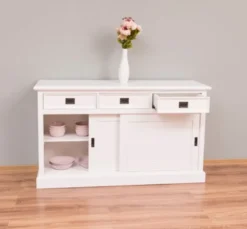 Casa Padrino Schrank im Landhausstil mit 2 Schiebetüren und 3 Schubladen, 146 x 46 x 85 cm