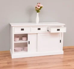 Casa Padrino Schrank im Landhausstil mit 2 Schiebetüren und 3 Schubladen, 146 x 46 x 85 cm
