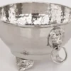 Casa Padrino Schüssel Löwenkopf mit Ring silber 12,5 x H. 7,5 cm - Jugendstil Küchenaccessoire