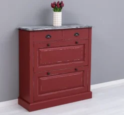Casa Padrino Schuhschrank im Landhausstil mit 2 Türen und 2 Schubladen, 103 x 35 x 105 cm