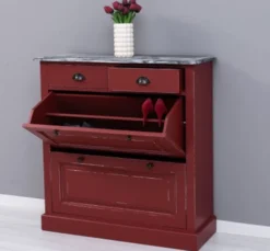 Casa Padrino Schuhschrank im Landhausstil mit 2 Türen und 2 Schubladen, 103 x 35 x 105 cm