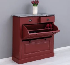 Casa Padrino Schuhschrank im Landhausstil mit 2 Türen und 2 Schubladen, 103 x 35 x 105 cm