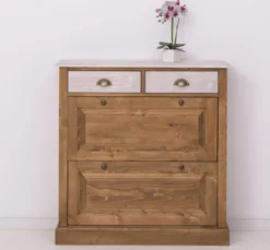 Casa Padrino Schuhschrank im Landhausstil mit 2 Türen und 2 Schubladen, 103 x 35 x 105 cm