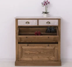 Casa Padrino Schuhschrank im Landhausstil mit 2 Türen und 2 Schubladen, 103 x 35 x 105 cm