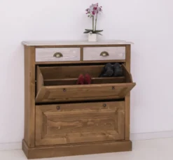Casa Padrino Schuhschrank im Landhausstil mit 2 Türen und 2 Schubladen, 103 x 35 x 105 cm