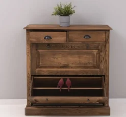 Casa Padrino Schuhschrank im Landhausstil mit 2 Türen und 2 Schubladen, 103 x 35 x 105 cm